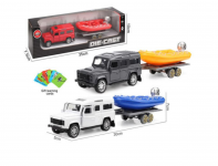 SAMOCHÓD Z ŁODZIĄ PONTONOWĄ NA PRZYCZEPIE METAL NO.1 /24 XFD1020
