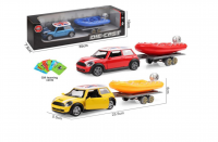 SAMOCHÓD Z ŁODZIĄ PONTONOWĄ NA PRZYCZEPIE METAL NO.1 /24 XFD1021