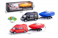 SAMOCHÓD BUS Z ŁODZIĄ NA PRZYCZEPIE  METAL NO.1 /24 XFD1100