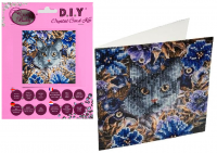 CRYSTAL ART KARTA DIAMENTOWA MOZAIKA 18X18 KOT I KWIATY /100 CCK-A4